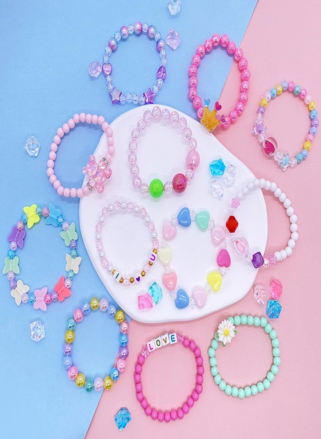 مجموعة SIELEVIN من 12 سوارًا للأطفال، مجوهرات للبنات، أساور مطرزة بالخرز على شكل زهرة وفراشة وحرف LOVE باللون الوردي، مثالية للعب التخيلي، هدية رائعة لحفلات عيد الفصح، عيد الميلاد، وأعياد الميلاد. - Image 5